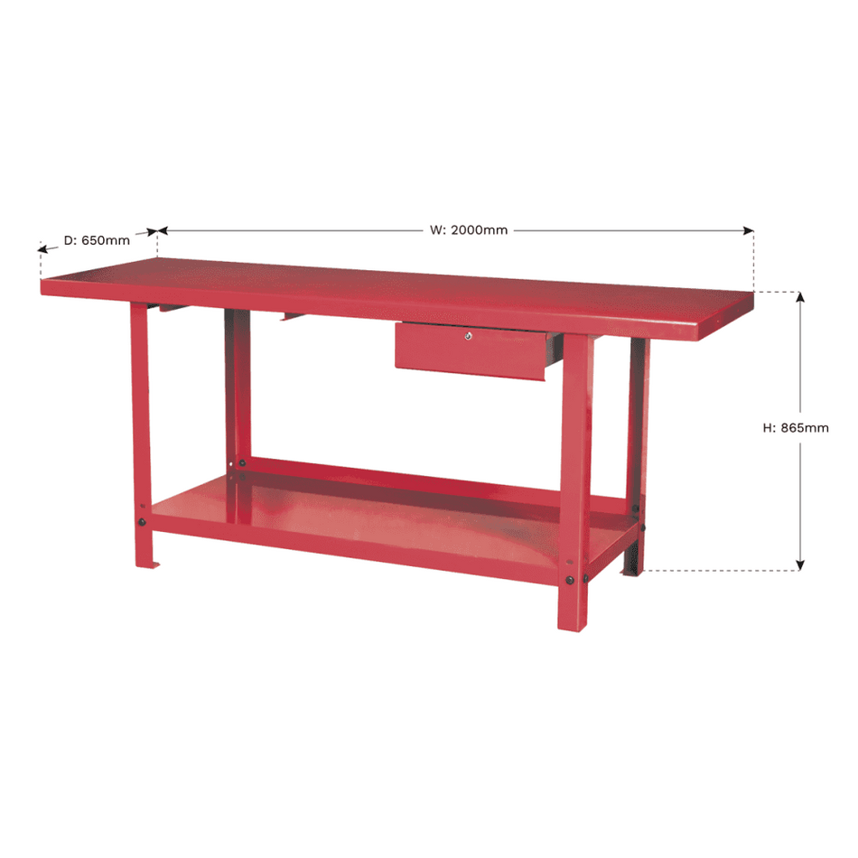 Sealey Workbench Steel 2mtr with 1 Drawer Model No-AP3020