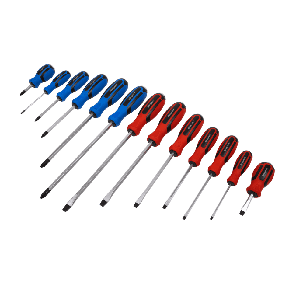 Sealey Screwdriver Set 13pc Hammer-Thru Model No-S0754