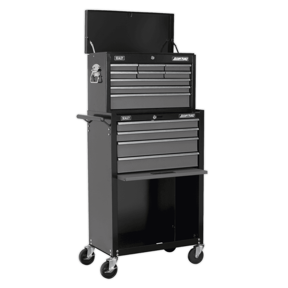 Sealey Topchest & Rollcab Combination 13 Drawer with Ball Bearing Runners - Black/Grey Model No-AP2513B