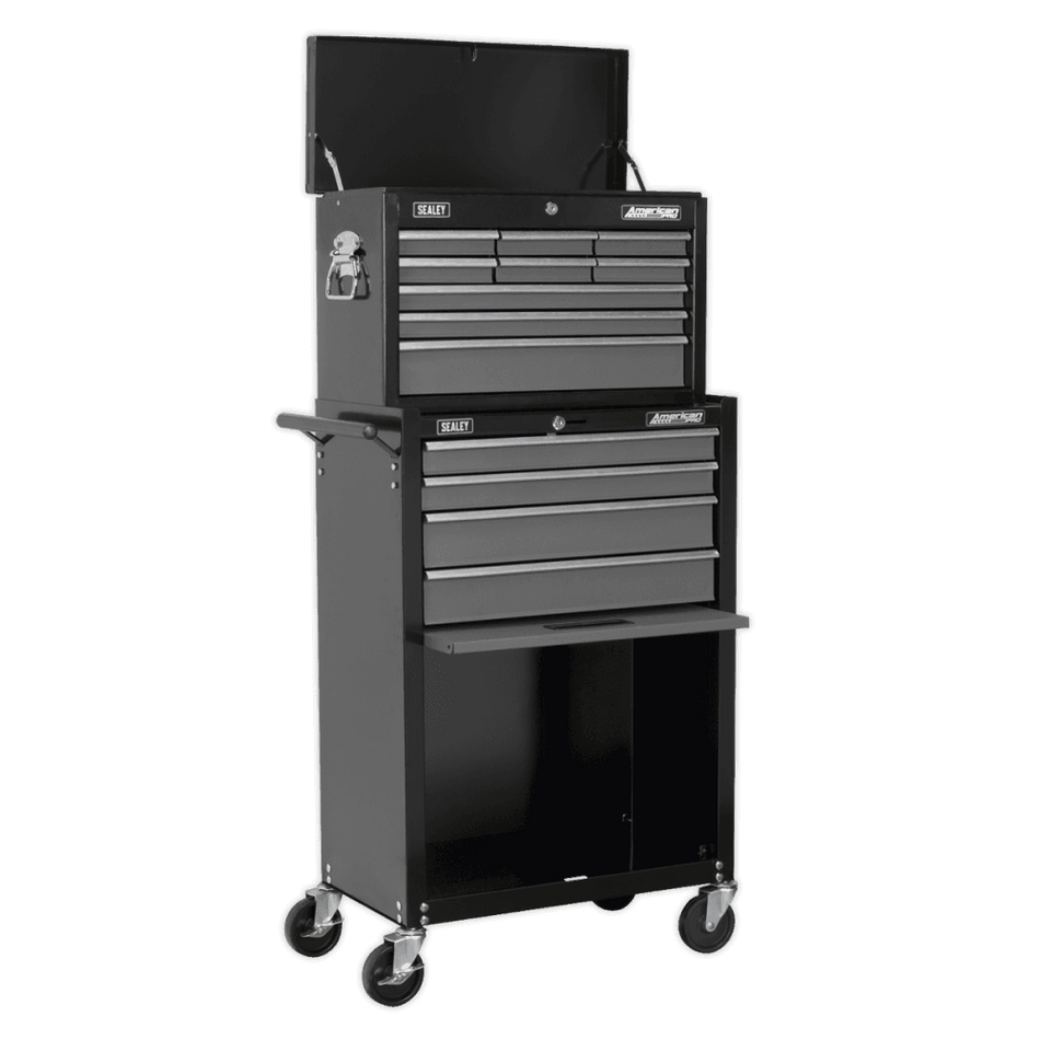 Sealey Topchest & Rollcab Combination 13 Drawer with Ball Bearing Runners - Black/Grey Model No-AP2513B