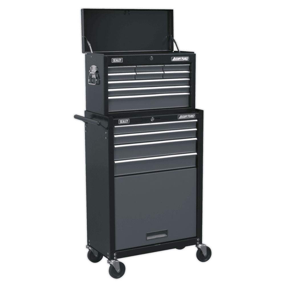 Sealey Topchest & Rollcab Combination 13 Drawer with Ball Bearing Runners - Black/Grey Model No-AP2513B