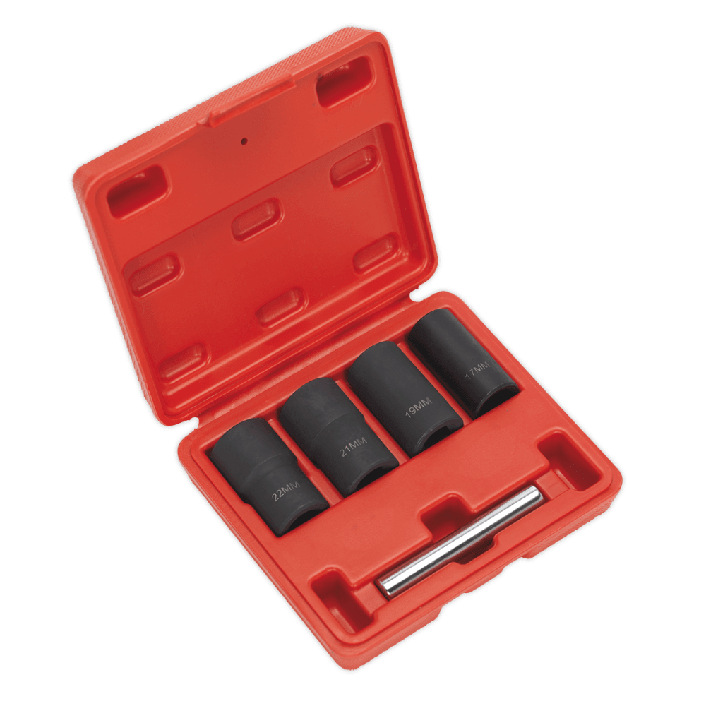 Sealey Locking Wheel Nut Removal Set 17, 19, 21, 22mm 1/2"Sq Drive Model No-SX201