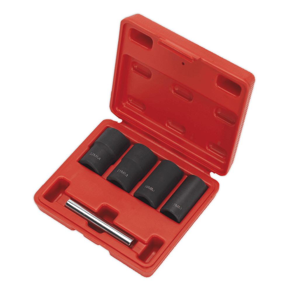Sealey Locking Wheel Nut Removal Set 17, 19, 21, 22mm 1/2"Sq Drive Model No-SX201