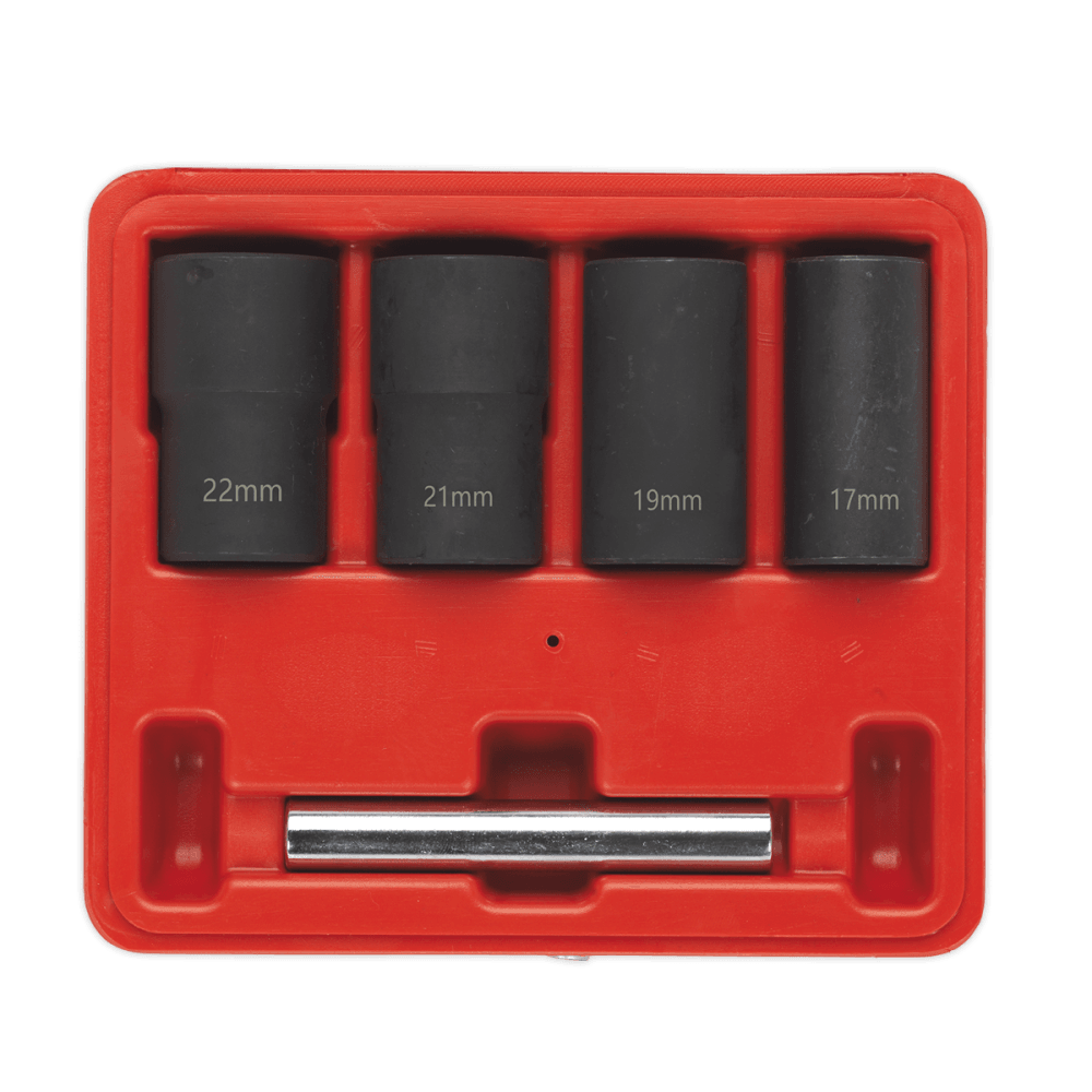 Sealey Locking Wheel Nut Removal Set 17, 19, 21, 22mm 1/2"Sq Drive Model No-SX201