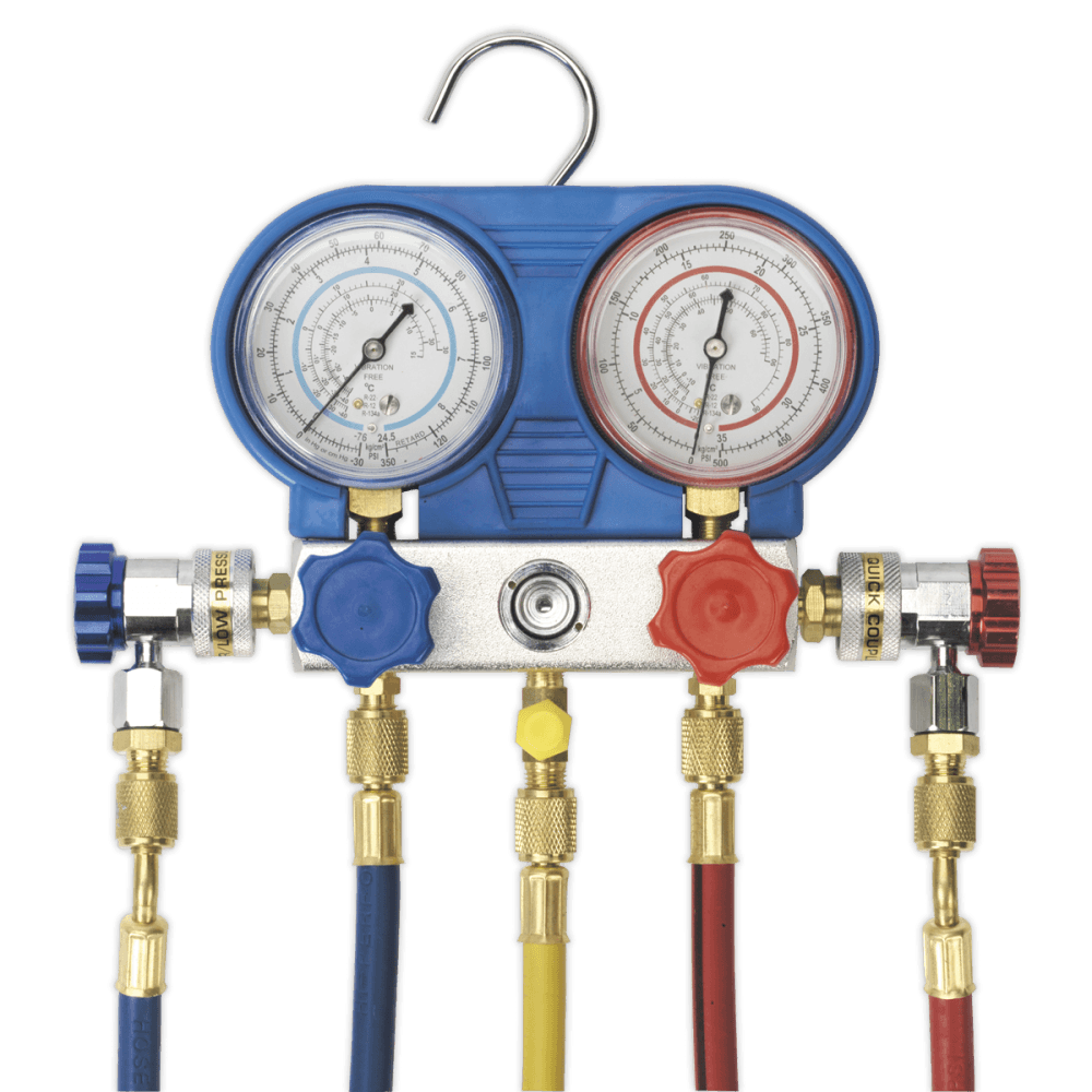 Sealey Air Conditioning System Manifold with Sight Glass Model No-VSAC002