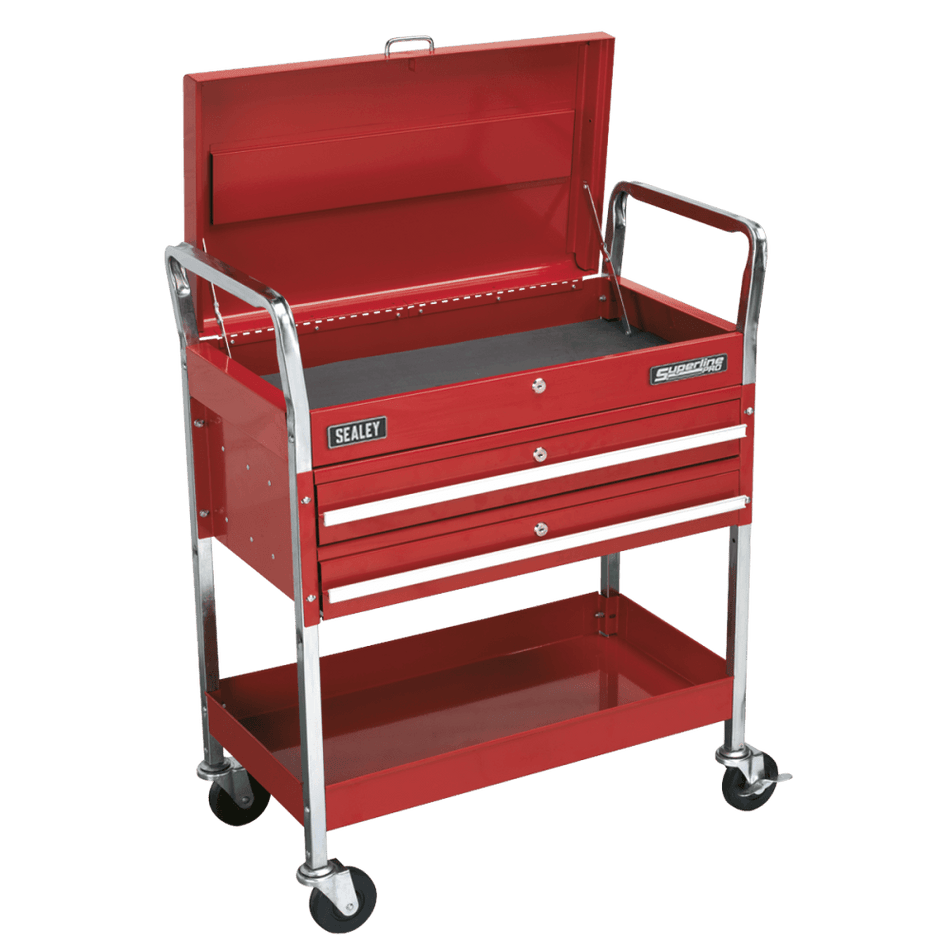 Sealey Trolley 2-Level Heavy-Duty with Lockable Top & 2 Drawers Model No-CX1042D