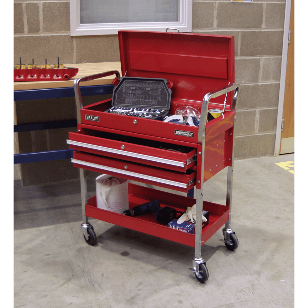 Sealey Trolley 2-Level Heavy-Duty with Lockable Top & 2 Drawers Model No-CX1042D