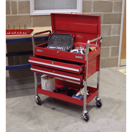 Sealey Trolley 2-Level Heavy-Duty with Lockable Top & 2 Drawers Model No-CX1042D