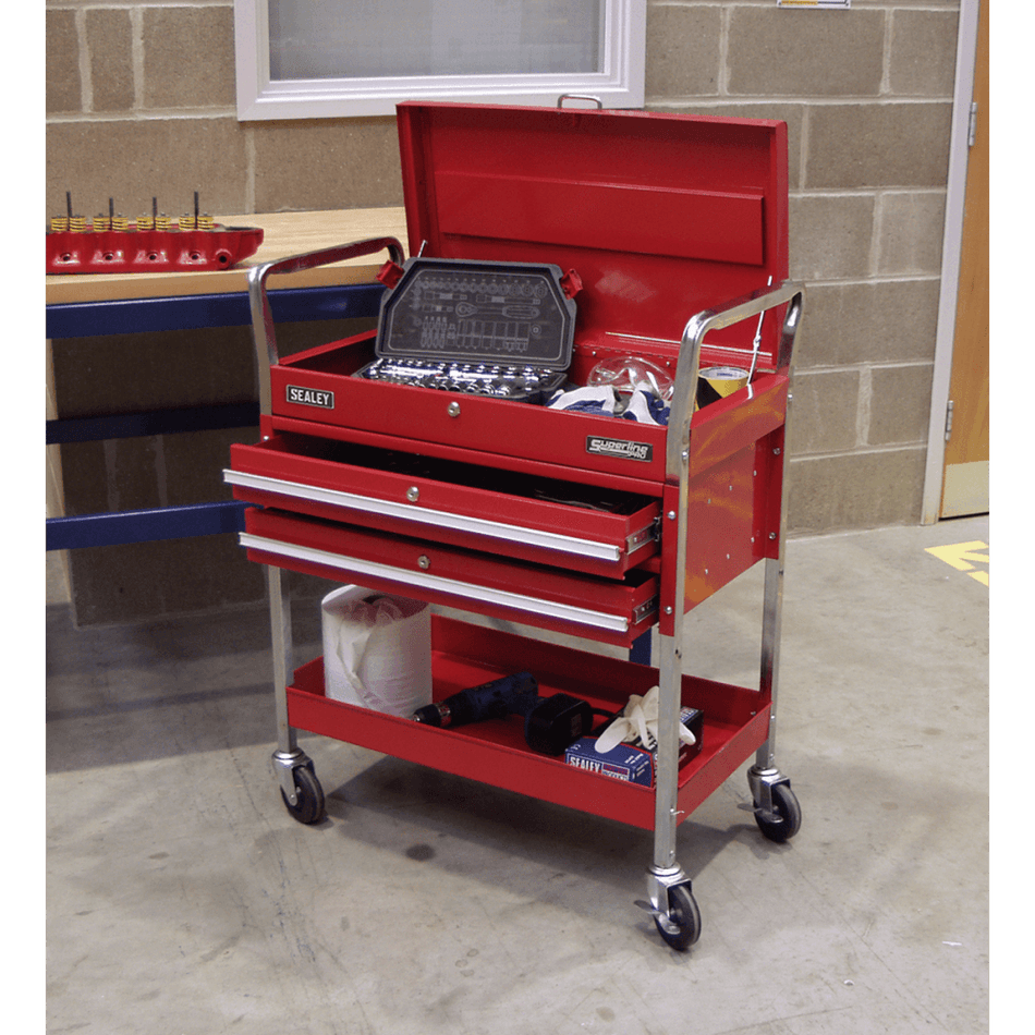 Sealey Trolley 2-Level Heavy-Duty with Lockable Top & 2 Drawers Model No-CX1042D