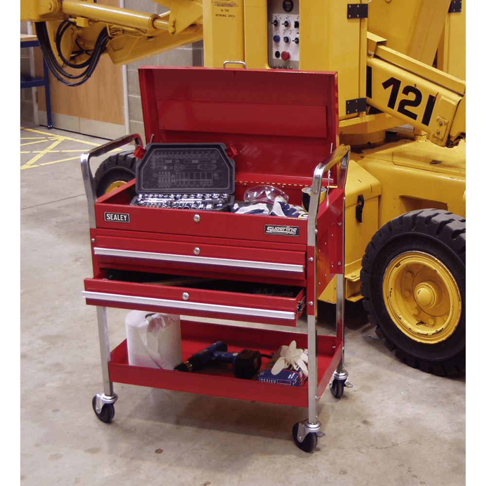 Sealey Trolley 2-Level Heavy-Duty with Lockable Top & 2 Drawers Model No-CX1042D
