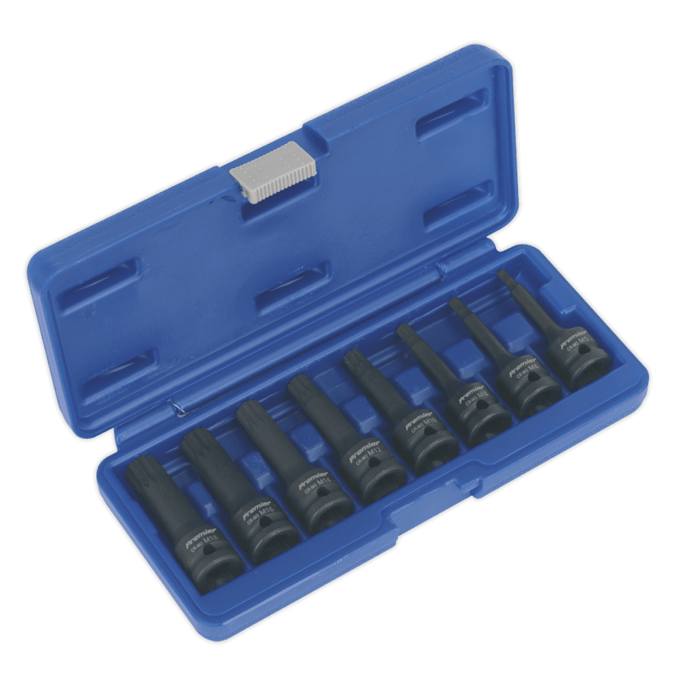 Sealey Impact Spline Socket Bit Set 8pc 1/2"Sq Drive Model No-AK5604