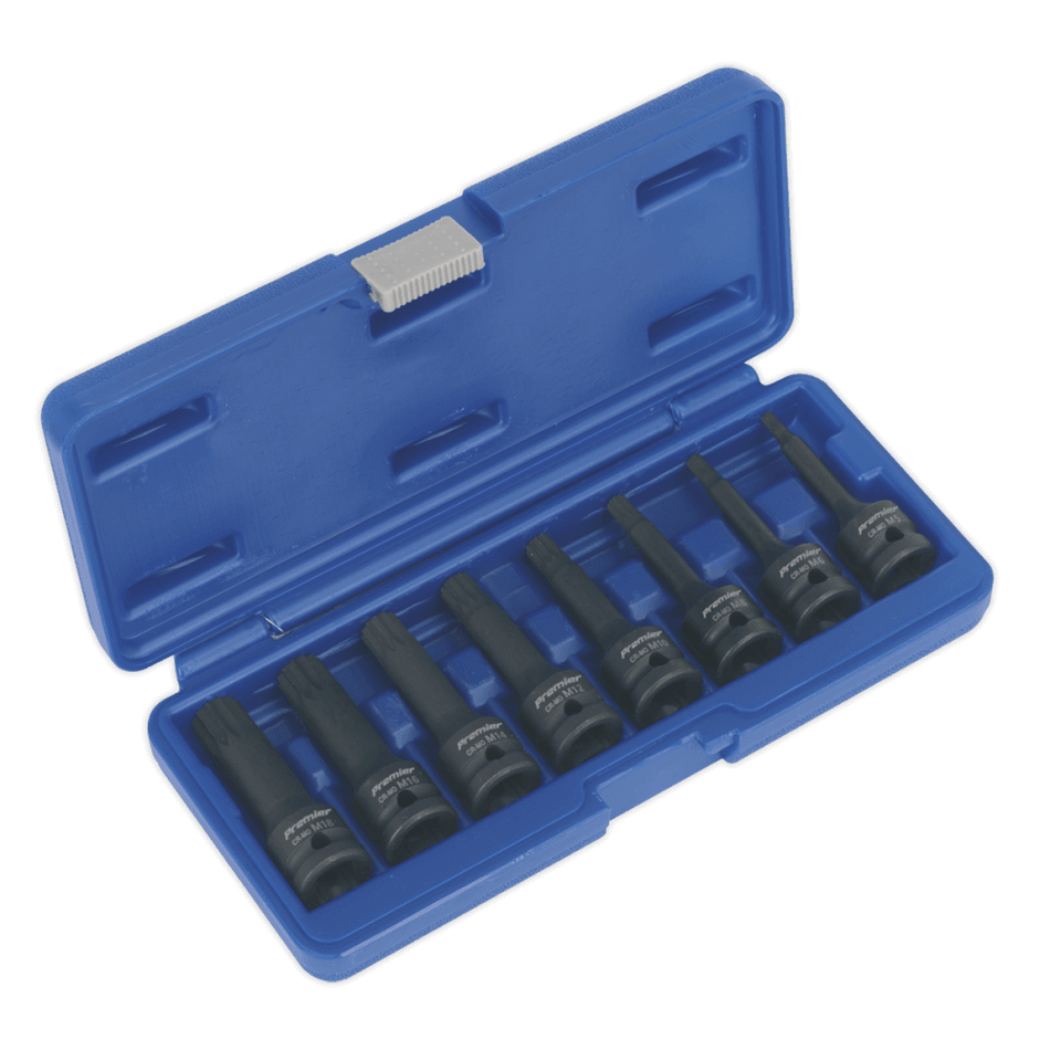 Sealey Impact Spline Socket Bit Set 8pc 1/2"Sq Drive Model No-AK5604