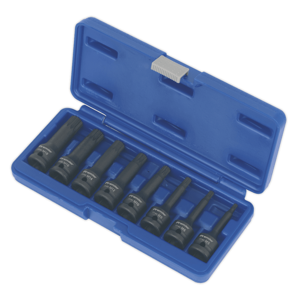 Sealey Impact Spline Socket Bit Set 8pc 1/2"Sq Drive Model No-AK5604