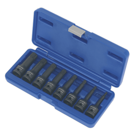 Sealey Impact Spline Socket Bit Set 8pc 1/2"Sq Drive Model No-AK5604