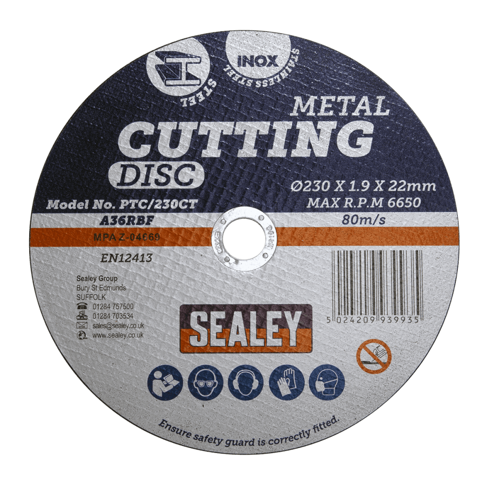 Sealey Cutting Disc 230 x 1.9mm 22mm Bore Model No-PTC/230CT