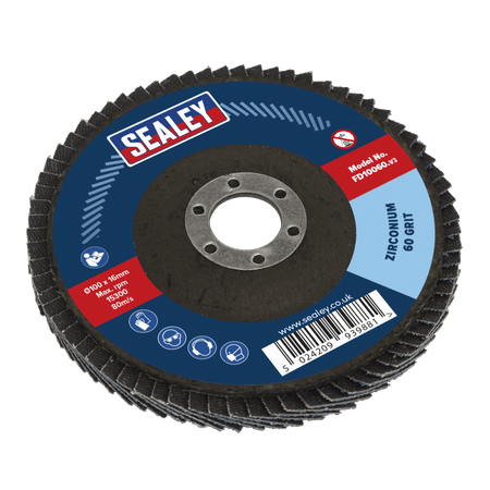 Sealey Flap Disc Zirconium 100mm 16mm Bore 60Grit Model No-FD10060