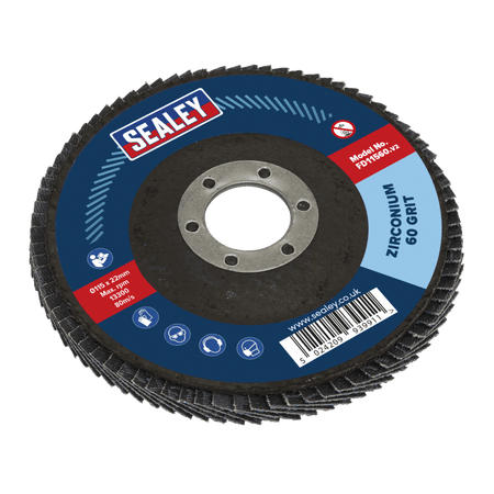 Sealey Flap Disc Zirconium 115mm 22mm Bore 60Grit Model No-FD11560