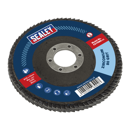 Sealey Flap Disc Zirconium 115mm 22mm Bore 80Grit Model No-FD11580