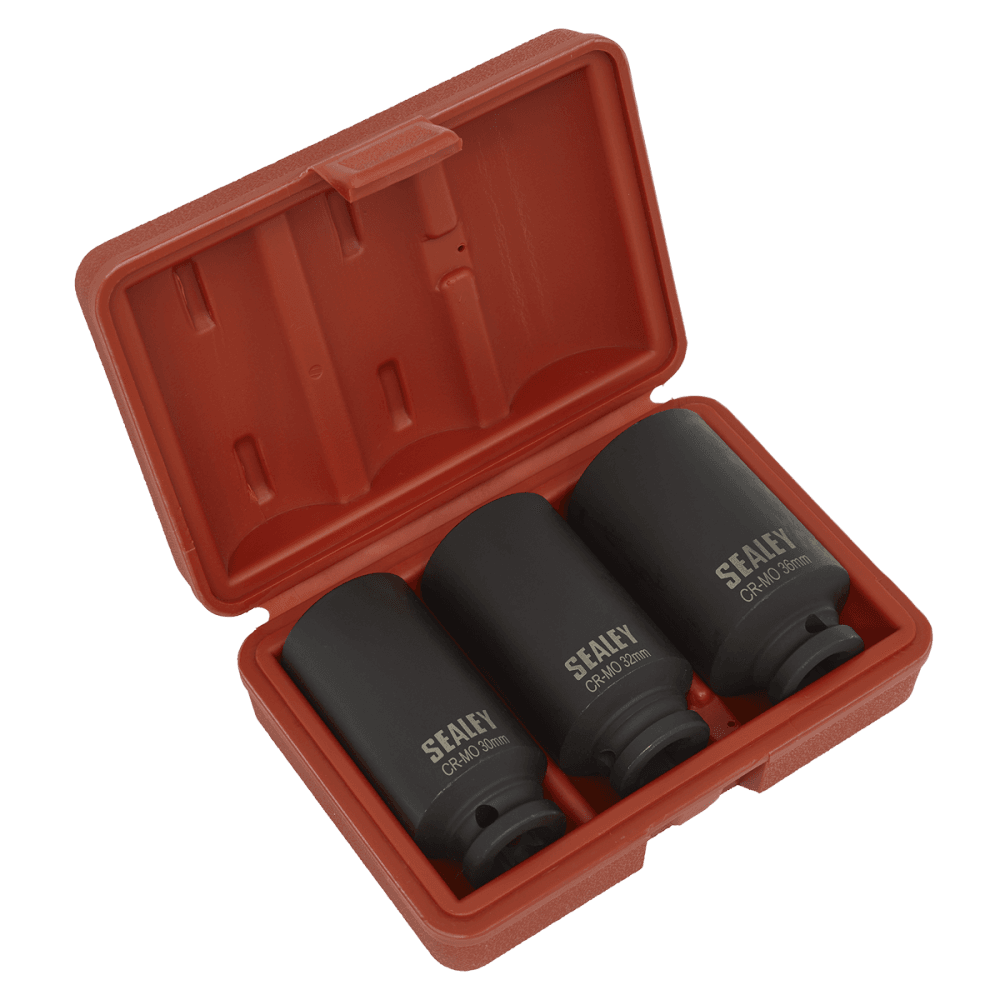 Sealey Impact Hub Nut Socket Set 3pc 12-Point 1/2"Sq Drive Model No-SX051