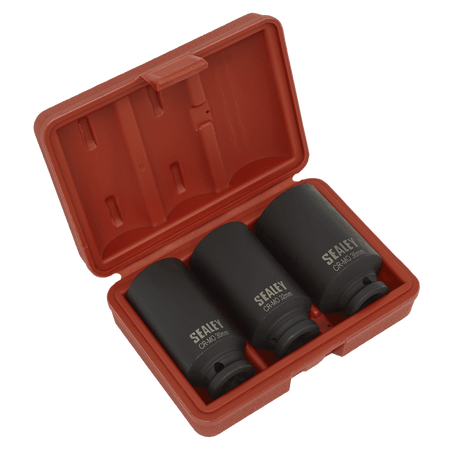 Sealey Impact Hub Nut Socket Set 3pc 12-Point 1/2"Sq Drive Model No-SX051