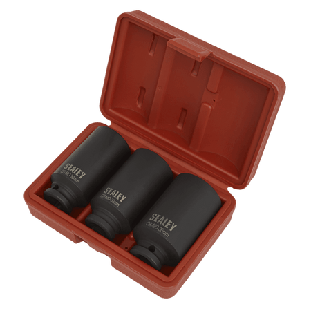 Sealey Impact Hub Nut Socket Set 3pc 12-Point 1/2"Sq Drive Model No-SX051