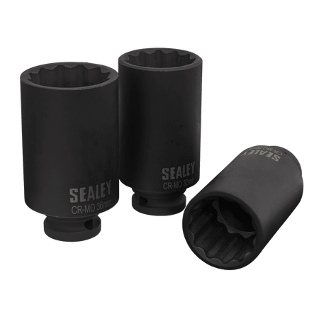 Sealey Impact Hub Nut Socket Set 3pc 12-Point 1/2"Sq Drive Model No-SX051