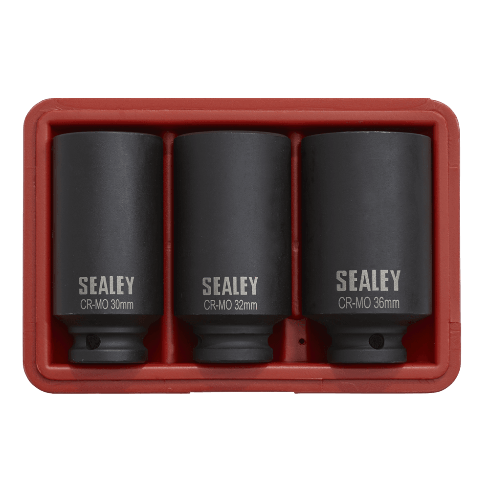 Sealey Impact Hub Nut Socket Set 3pc 12-Point 1/2"Sq Drive Model No-SX051