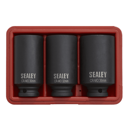 Sealey Impact Hub Nut Socket Set 3pc 12-Point 1/2"Sq Drive Model No-SX051