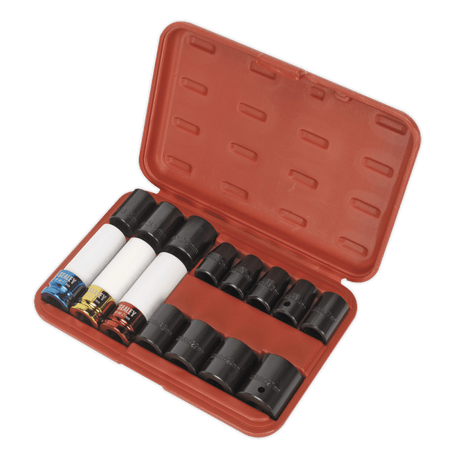 Sealey Impact Socket & Wheel Nut Remover Set 15pc 1/2"Sq Drive Model No-AK5615M