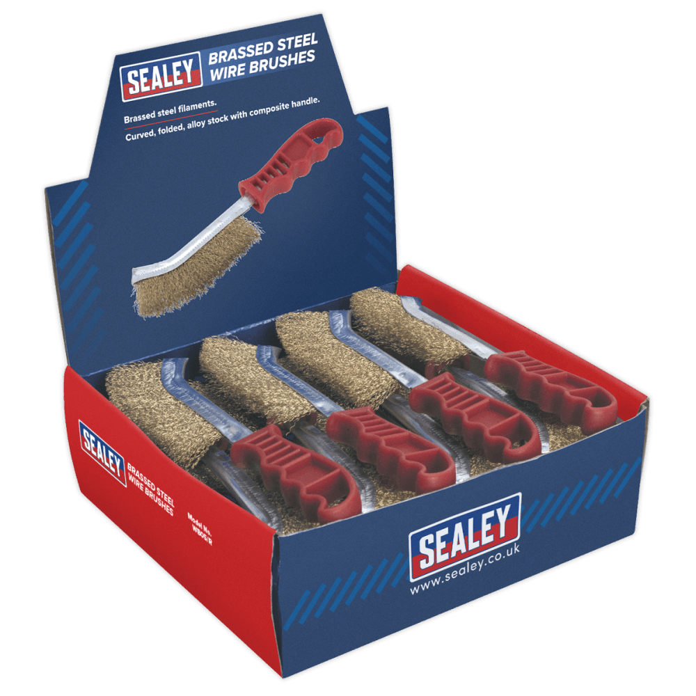 Sealey Wire Brush Brassed Steel Plastic Handle Display Box of 24 Model No-WB05DB24