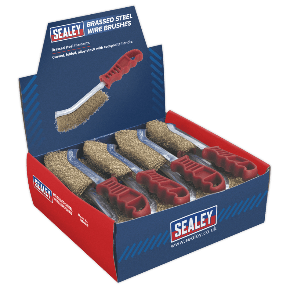 Sealey Wire Brush Brassed Steel Plastic Handle Display Box of 24 Model No-WB05DB24