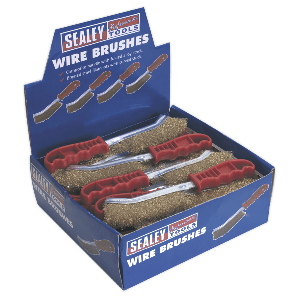 Sealey Wire Brush Brassed Steel Plastic Handle Display Box of 24 Model No-WB05DB24