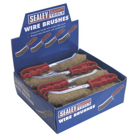 Sealey Wire Brush Brassed Steel Plastic Handle Display Box of 24 Model No-WB05DB24