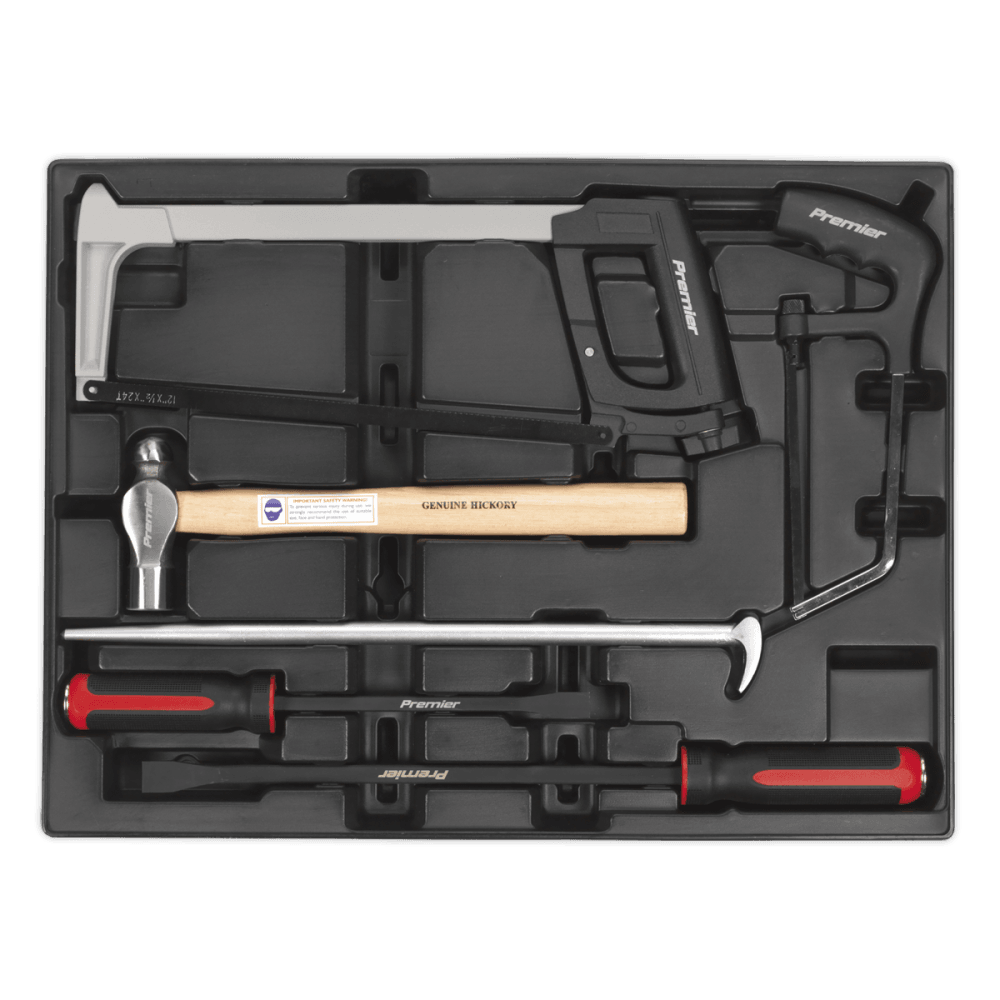 Sealey Tool Tray with Prybar, Hammer & Hacksaw Set 6pc Model No-TBT30