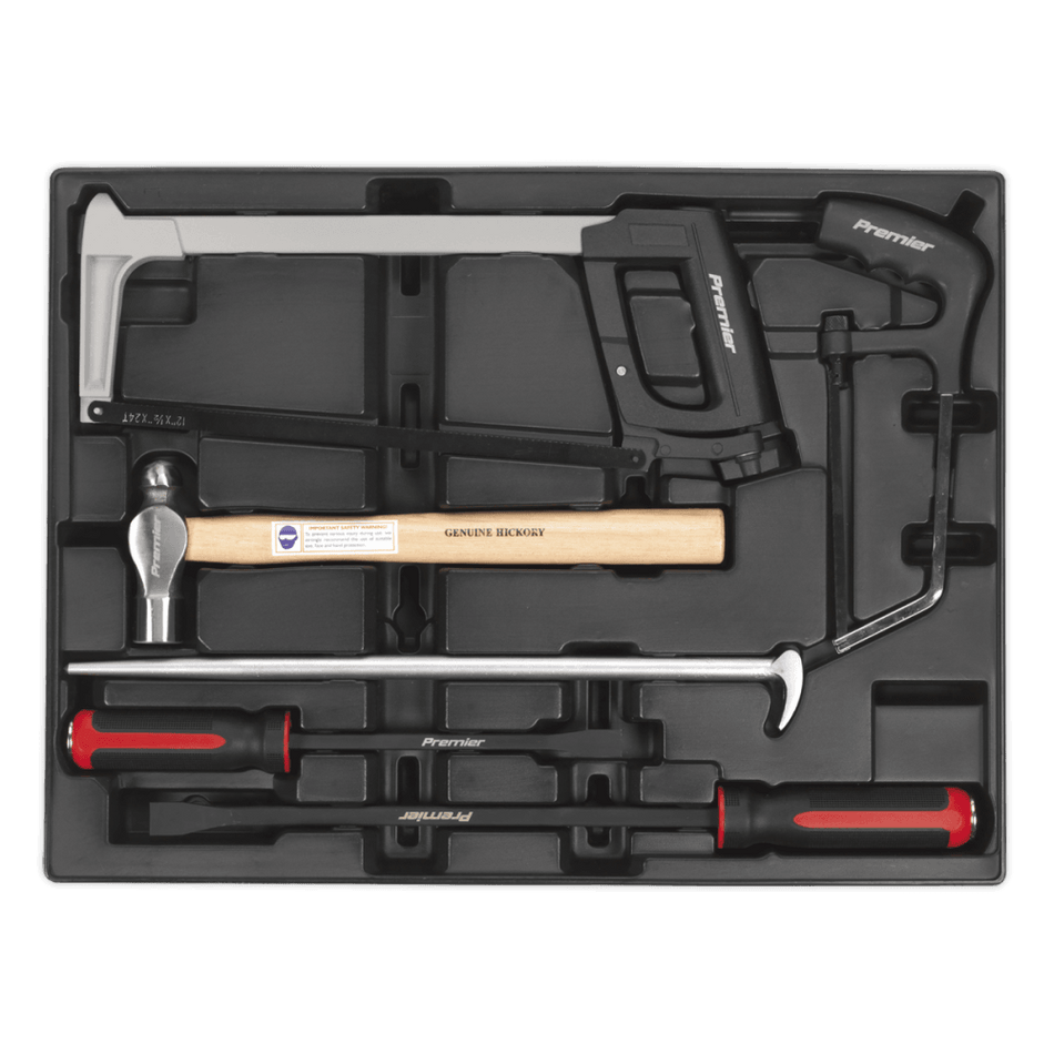 Sealey Tool Tray with Prybar, Hammer & Hacksaw Set 6pc Model No-TBT30