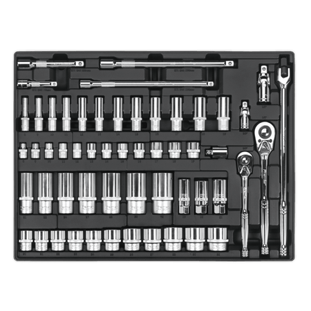 Sealey Tool Tray with Socket Set 55pc 3/8" & 1/2"Sq Drive Model No-TBT31