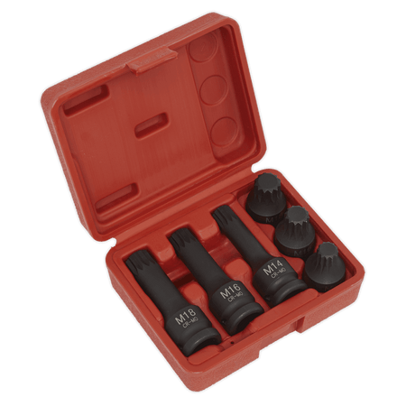 Sealey Impact Spline Socket Bit Set 6pc 1/2"Sq Drive Model No-SX052