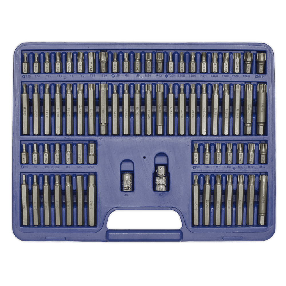 Sealey TRX-Star/Security TRX-Star/Hex/Spline/Ribe Bit Set 74pc 3/8" & 1/2"Sq Drive Model No-AK21974