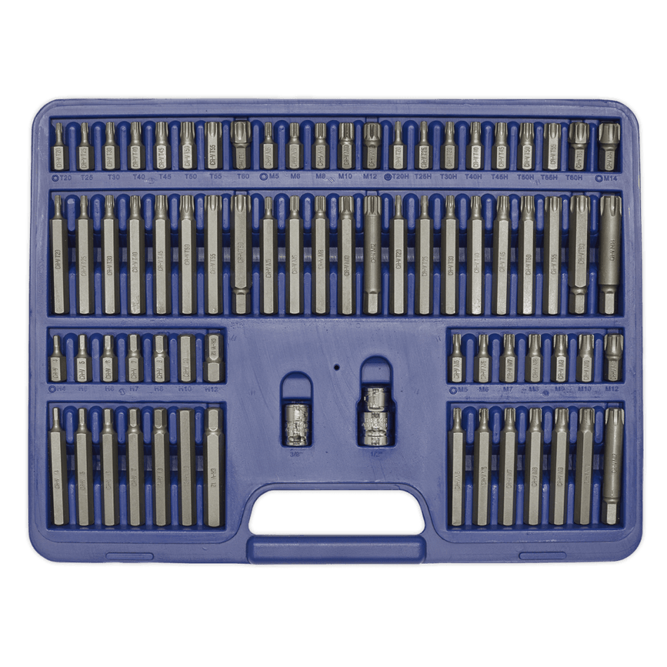 Sealey TRX-Star/Security TRX-Star/Hex/Spline/Ribe Bit Set 74pc 3/8" & 1/2"Sq Drive Model No-AK21974