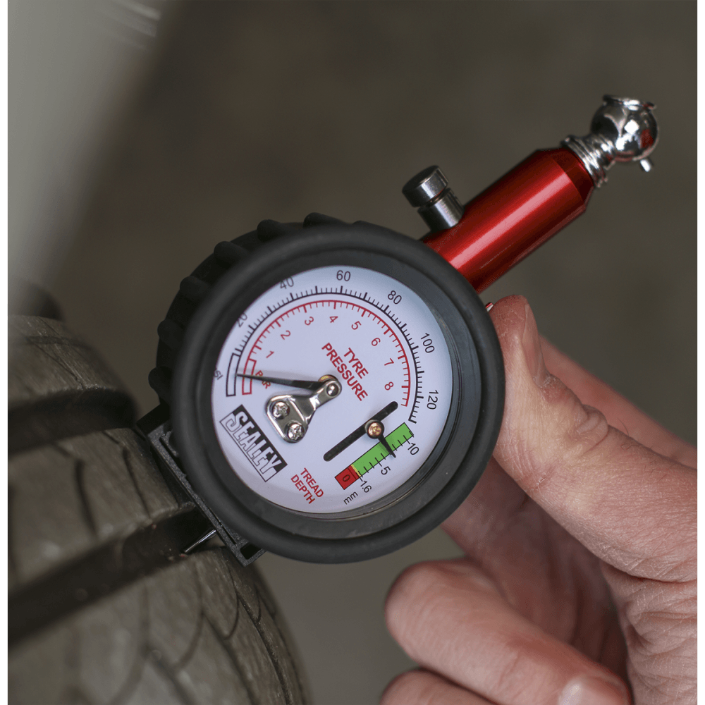 Sealey Tyre Pressure Gauge with Tyre Tread Depth Gauge Model No-TSTPDG01