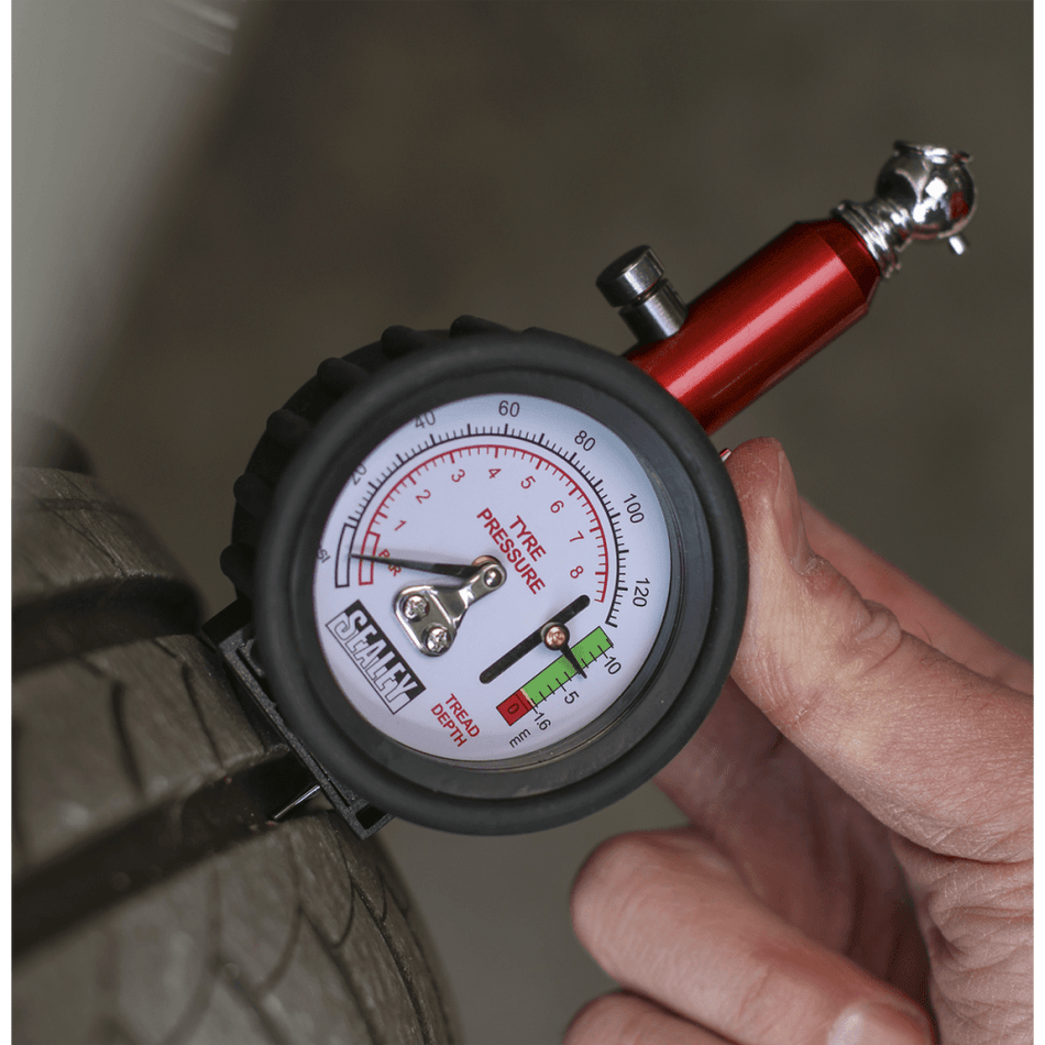 Sealey Tyre Pressure Gauge with Tyre Tread Depth Gauge Model No-TSTPDG01