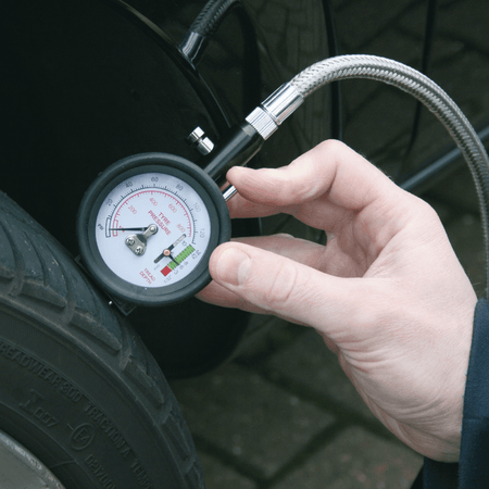 Sealey Tyre Pressure Gauge with Tyre Tread Depth Gauge - Flexible Hose Model No-TSTPDG02