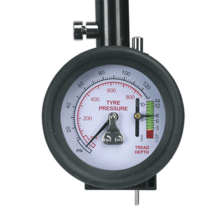 Sealey Tyre Pressure Gauge with Tyre Tread Depth Gauge - Flexible Hose Model No-TSTPDG02