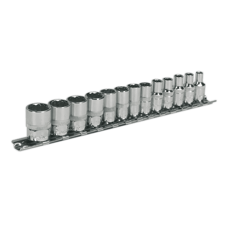 Sealey Socket Set 13pc 1/4"Sq Drive 12pt WallDrive Metric Model No-AK2680