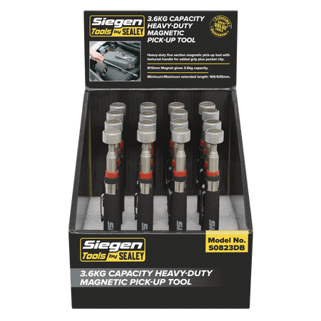 Sealey Heavy-Duty Magnetic Pick-Up Tool 3.6kg Capacity Display Box of 16 Model No-S0823DB