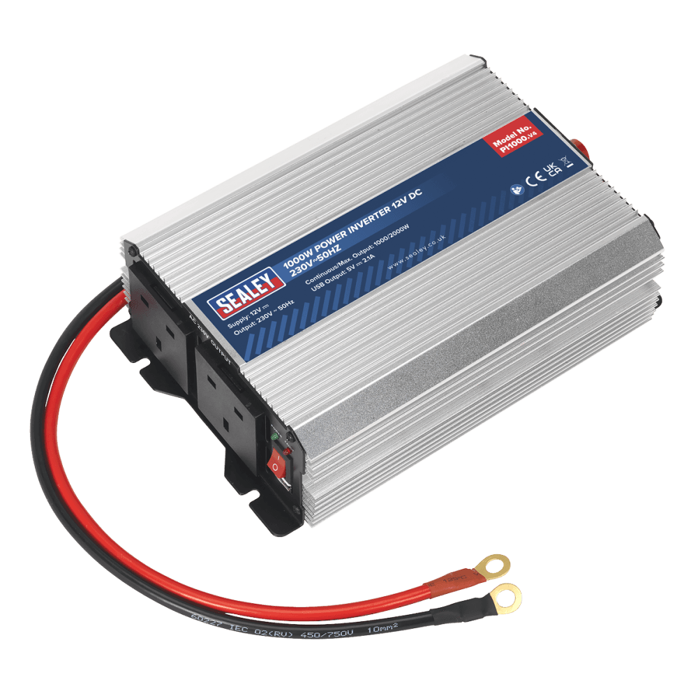 Sealey 1000W Power Inverter 12V DC - 230V 50Hz Model No-PI1000