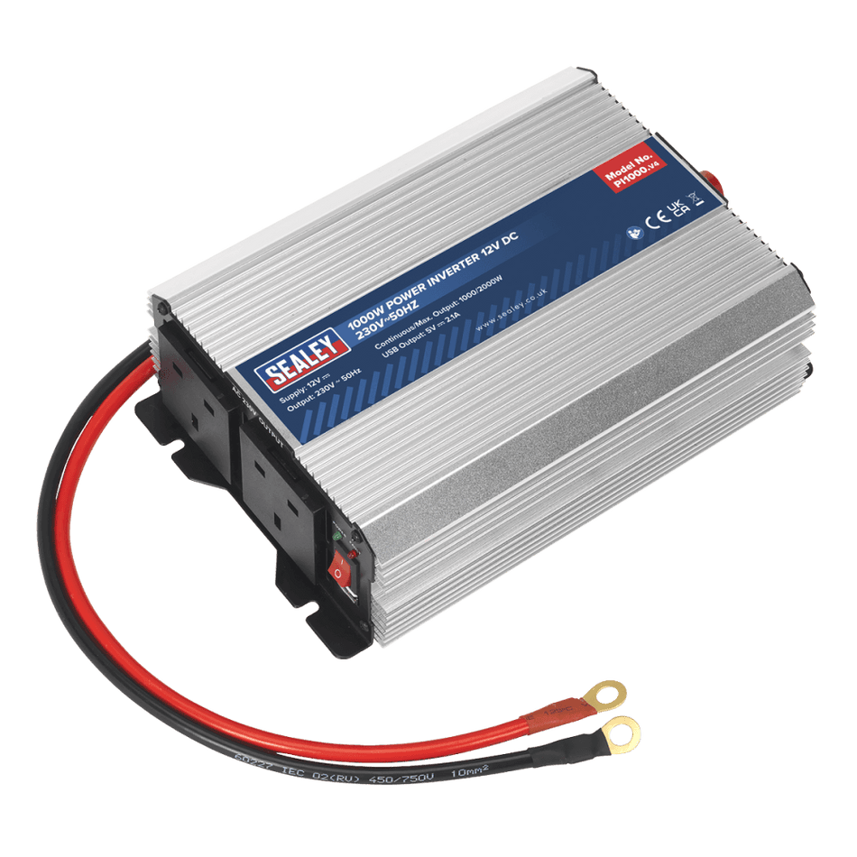 Sealey 1000W Power Inverter 12V DC - 230V 50Hz Model No-PI1000
