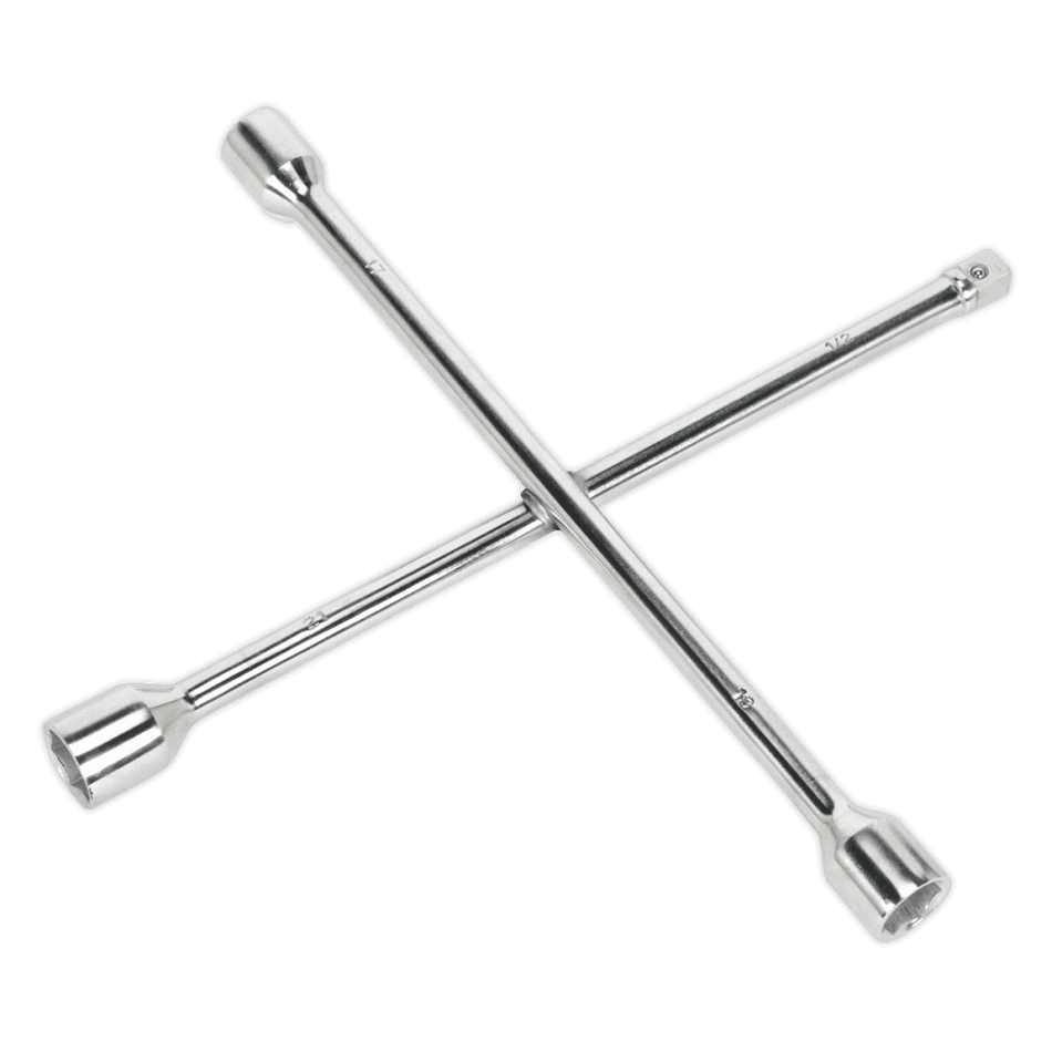 Sealey Lug Wrench 4-Way 1/2"Sq Drive + 17, 19, 21mm Model No-AK2093