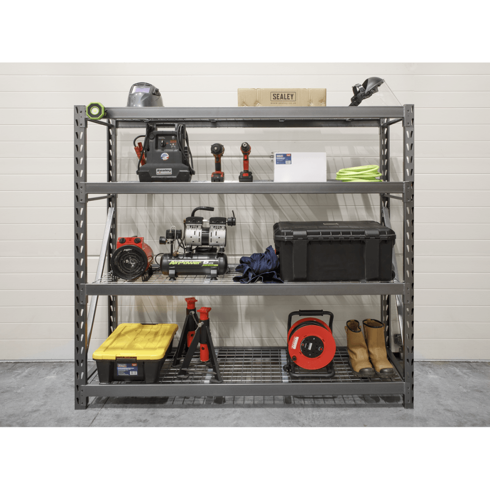 Sealey Heavy-Duty Racking Unit with 4 Mesh Shelves 800kg Capacity Per Level Model No-AP6572