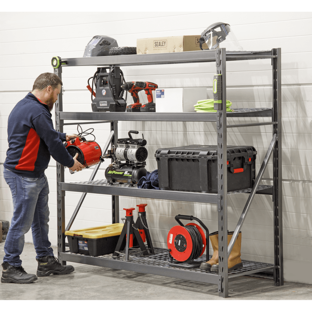 Sealey Heavy-Duty Racking Unit with 4 Mesh Shelves 800kg Capacity Per Level Model No-AP6572